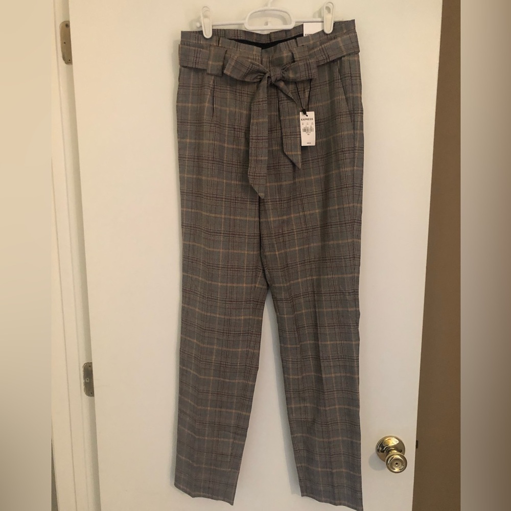 NWT Express Glen Plaid High Rise Ankle Trouser